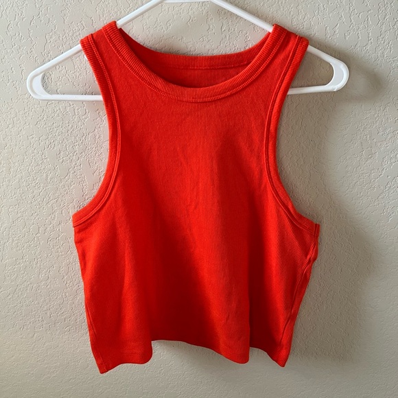 Maeve Tops - Maeve from Anthropologie Women’s Ribbed Cropped Tank Top Size L Bright Orange
